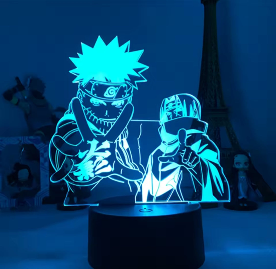 Lámpara LED Anime 3D – Estilo Naruto - Naruto Uzumaki e Itachi